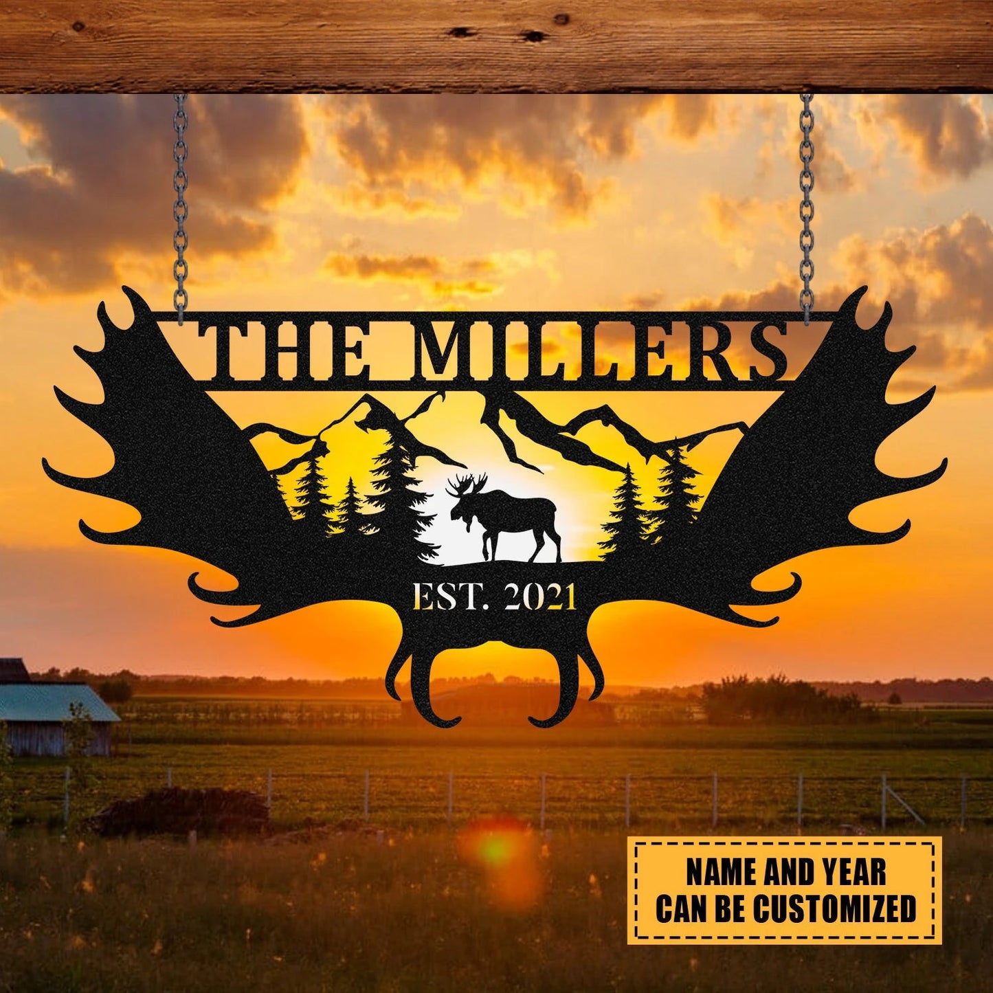 Moose Deer Hunting Hunter Metal Sign Monogram, Cabin, Lodge, Camp, Wall Decor, Art Gift For Him, Metal Laser Cut Metal Signs Custom Gift Ideas