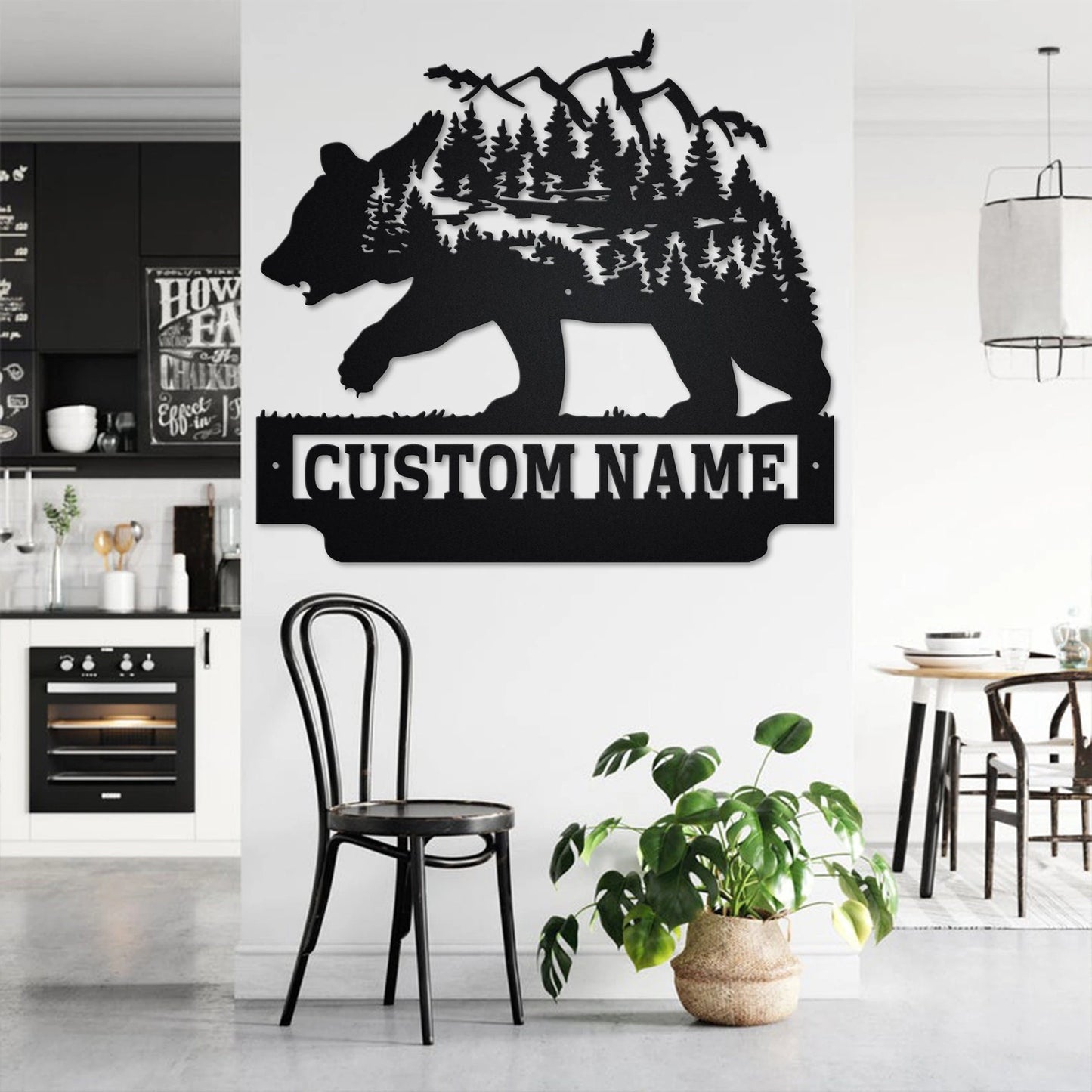 Custom Forest Mountain Bear Metal Wall Art, Personalized Bear Name Sign Decoration For Room, Bear Home Decor, Custom Bear, Bear Animal Lover Laser Cut Metal Signs Custom Gift Ideas