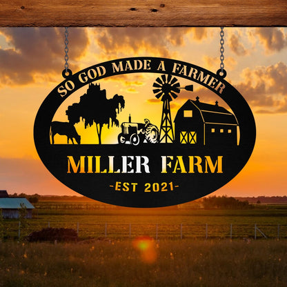 Metal Farm Sign Barn Tractor Monogram, Custom Farmhouse, Wall Decor Gift, Metal Laser Cut Metal Signs Custom Gift Ideas