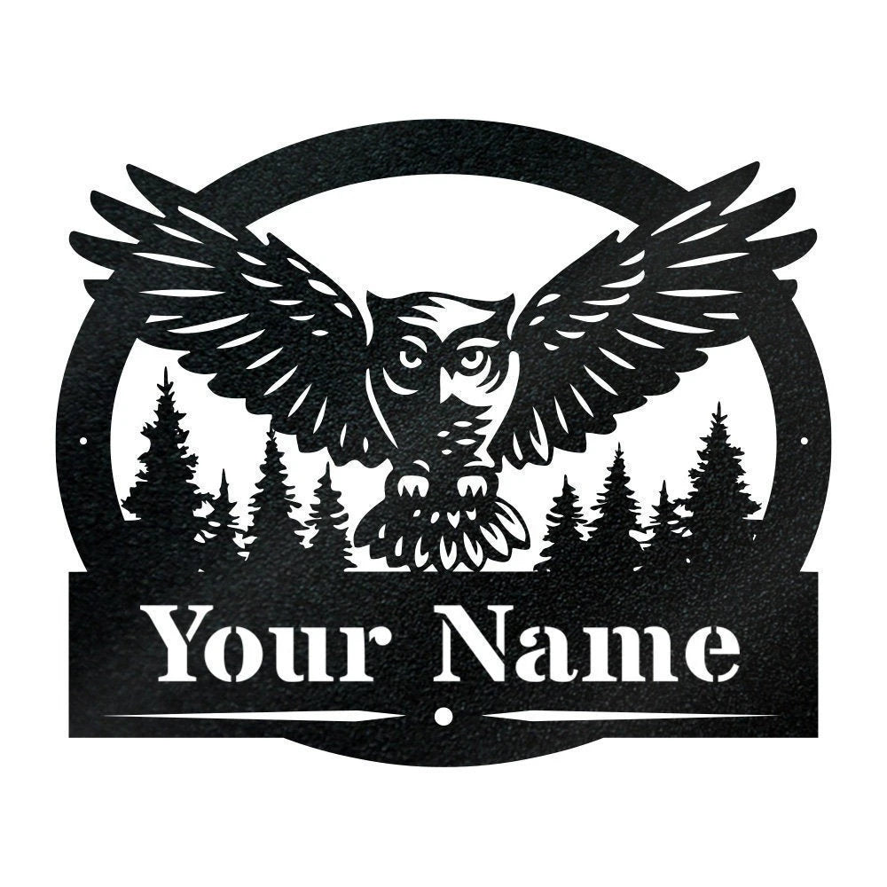 Owl In Flight Monogram u2013 Metal Owl Sign Laser Cut Metal Signs Custom Gift Ideas