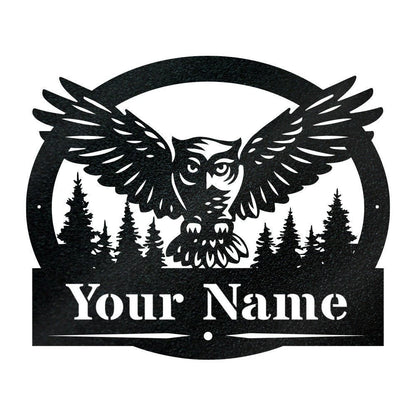 Owl In Flight Monogram u2013 Metal Owl Sign Laser Cut Metal Signs Custom Gift Ideas