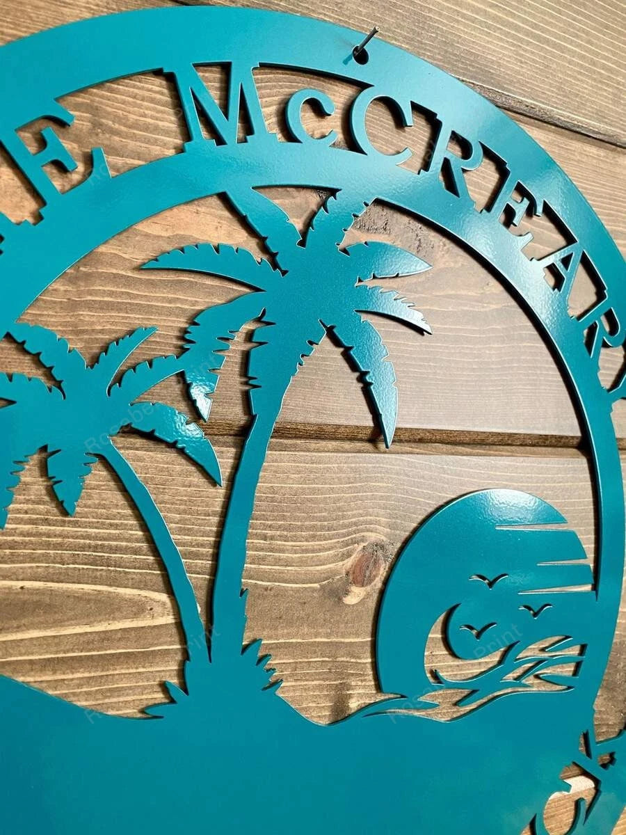 Beach Palm Trees In Sunset Metal Sign Cut Metal Sign Metal House Sign