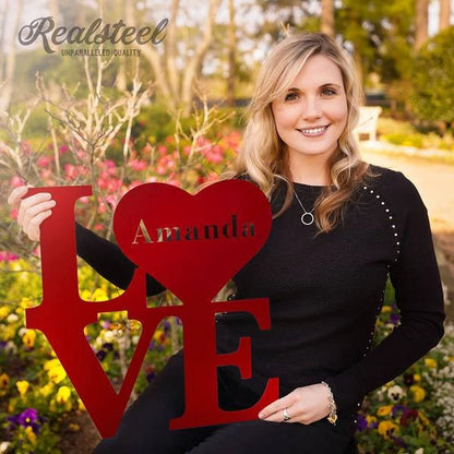 Love Monogram Cut Metal Sign Metal House Sign