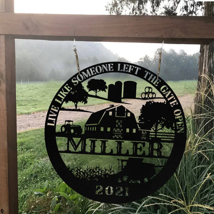Personalized Metal Farm Sign Grain Bin Tractor Monogram Custom Outdoor Farmhouse Entry Road Front Gate Wall Decor Gift