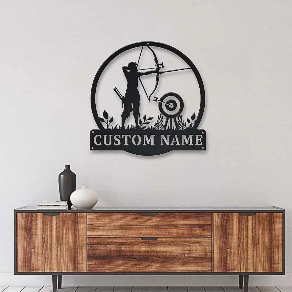 Personalized Archery Sport Monogram Metal Sign Art, Custom Archery Sport Metal Sign, Hobbie Gifts, Sport Gift, Birthday Gift Laser Cut Metal Signs Custom Gift Ideas