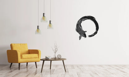 Koi Fish, Enso Circle Metal Wall Decor, Metal Wall Art, Housewarming Gift, Home Decor, Office Decor, Interior Design, Metal Laser Cut Metal Signs Custom Gift Ideas