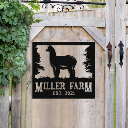 Personalized Metal Farm Sign Alpaca Monogram, Metal Laser Cut Metal Signs Custom Gift Ideas