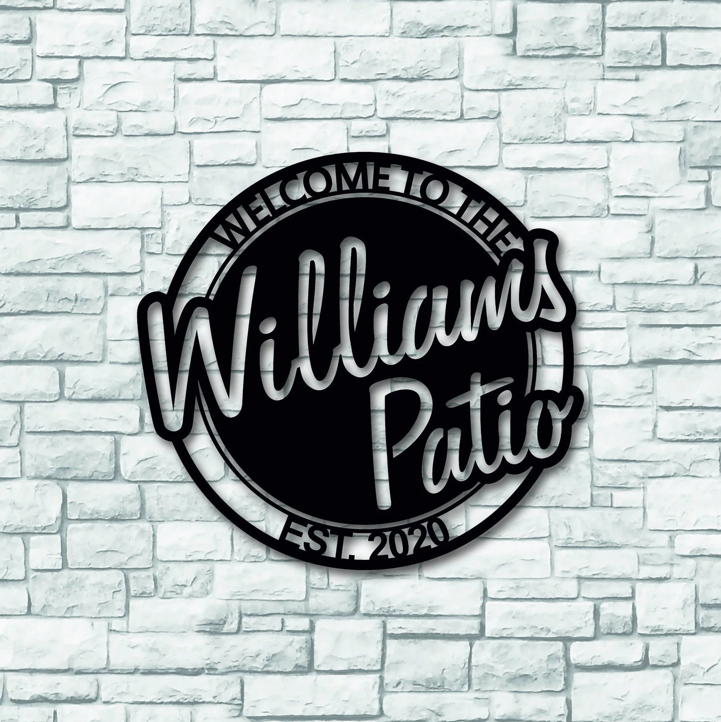 Personalized Welcome To The Patio With Established Date Metal Sign, Metal Last Name Sign, Personalized Metal Name Sign, Metal Wall Art Decor Laser Cut Metal Signs Custom Gift Ideas