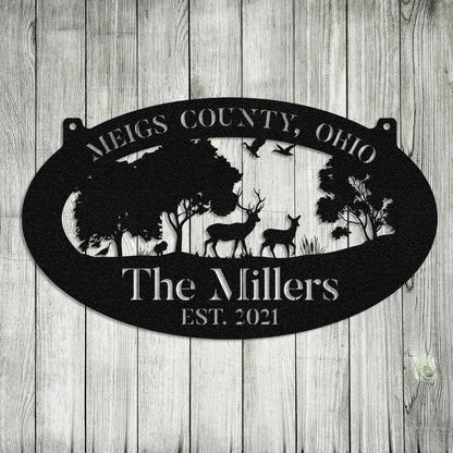 Personalized Deer Turkey Hunting Hunter Metal Sign Monogram Custom Outdoor Cabin Lodge Camp Wall Decor Art Gift For Him