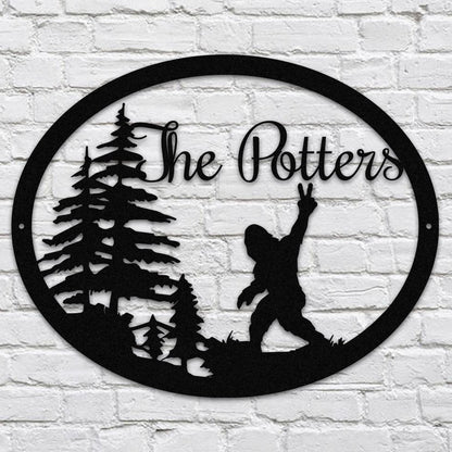 Customized Name Bigfoot Metal Sign, Forrest Lodge Wall Decor Laser Cut Metal Signs Custom Gift Ideas