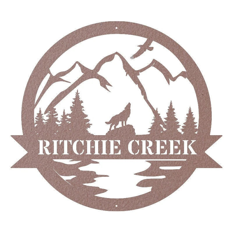 Personalized Howling Wolf Metal Ranch Sign Outdoor Weatherproof Sign Farm Sign Custom Metal Sign