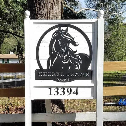Personalized Horse Ranch Sign, Cut Metal Sign, Metal Wall Art, Metal House Sign Laser Cut Metal Signs Custom Gift Ideas