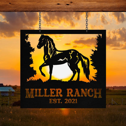 Metal Horse Sign Monogram, Custom Outdoor Farmhouse, Ranch, Wall Decor Art Gift, Metal Laser Cut Metal Signs Custom Gift Ideas