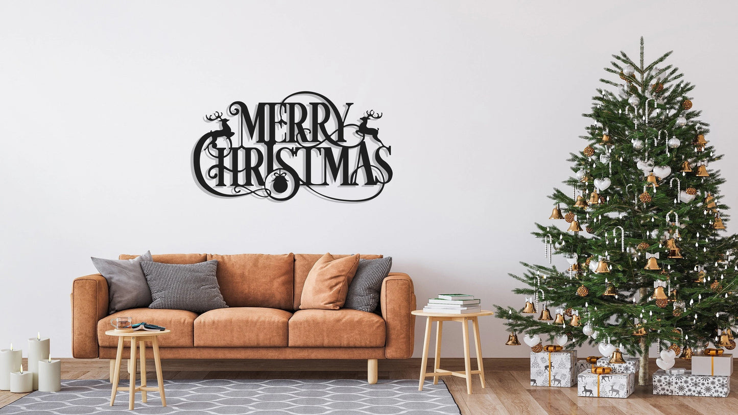 Merry Christmas Metal Wall Decor, Metal Wall Decor, Christmas Tree Decor, Living Room Decor, Housewarming Gift, Christmas Gift, Metal Laser Cut Metal Signs Custom Gift Ideas