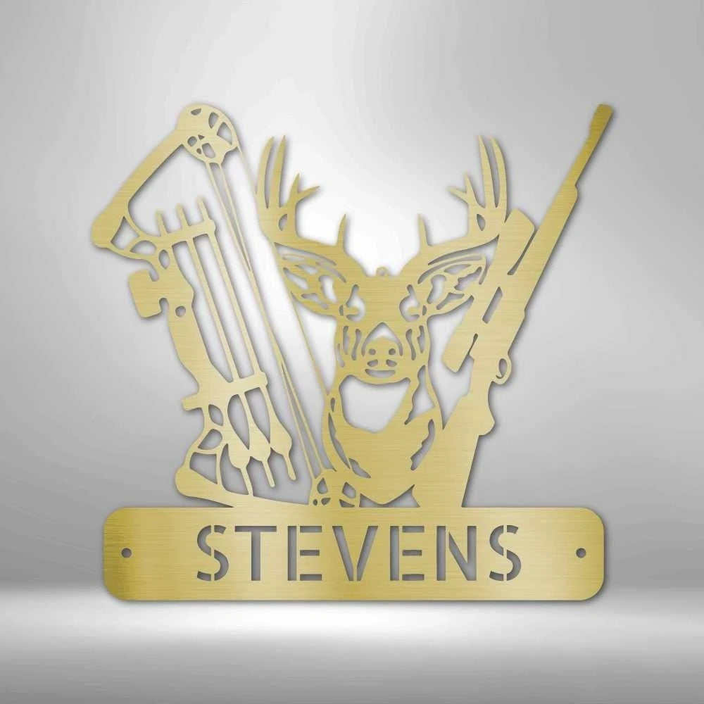 Personalized Deer Hunter Monogram Metal Wall Sign Hunter Wild Game Birthday Gift Idea For Him