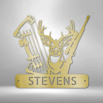 Personalized Deer Hunter Monogram Metal Wall Sign Hunter Wild Game Birthday Gift Idea For Him