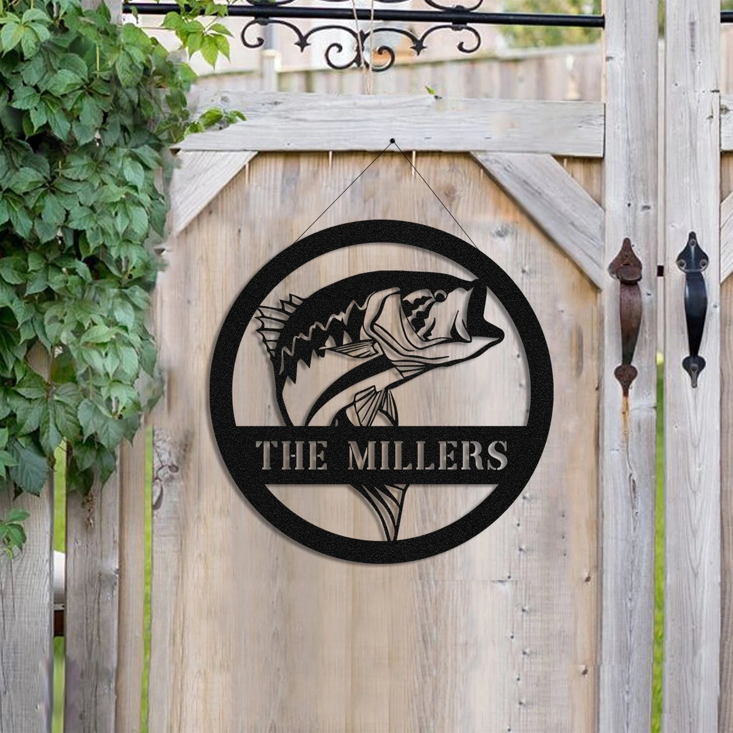Personalized Name Bass Fish Fishing Metal Sign Monogram, Custom Outdoor Cabin, Wall Decor, Wedding Art Gift For Fisherman, Metal Laser Cut Metal Signs Custom Gift Ideas