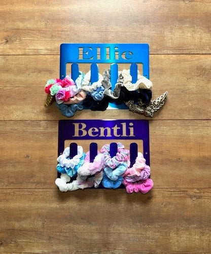 Personalized Scrunchie Holder Hair Tie Holder Scrunchie Organizer Handmade Bathroom Decor Girls Room Decor Vanity Organizer, Laser Cut Metal Signs Custom Gift Ideas