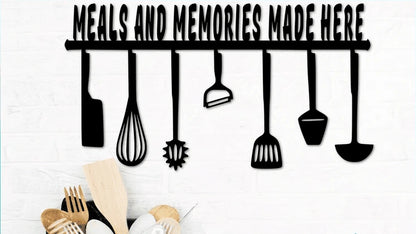 Meals and Memories Made Here Kitchen Decor Cut Metal Sign Laser Cut Metal Signs Custom Gift Ideas