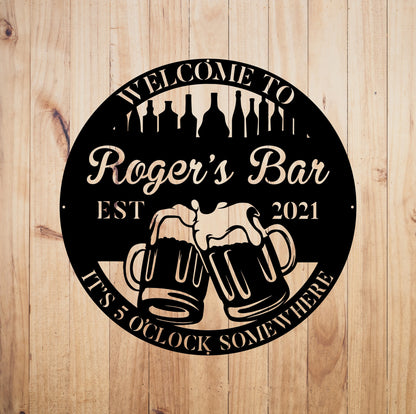 Personalized Beer Metal Bar Sign, Pub, Home Wall Decor, Wedding Art Gift For Him her, Metal Laser Cut Metal Signs Custom Gift Ideas