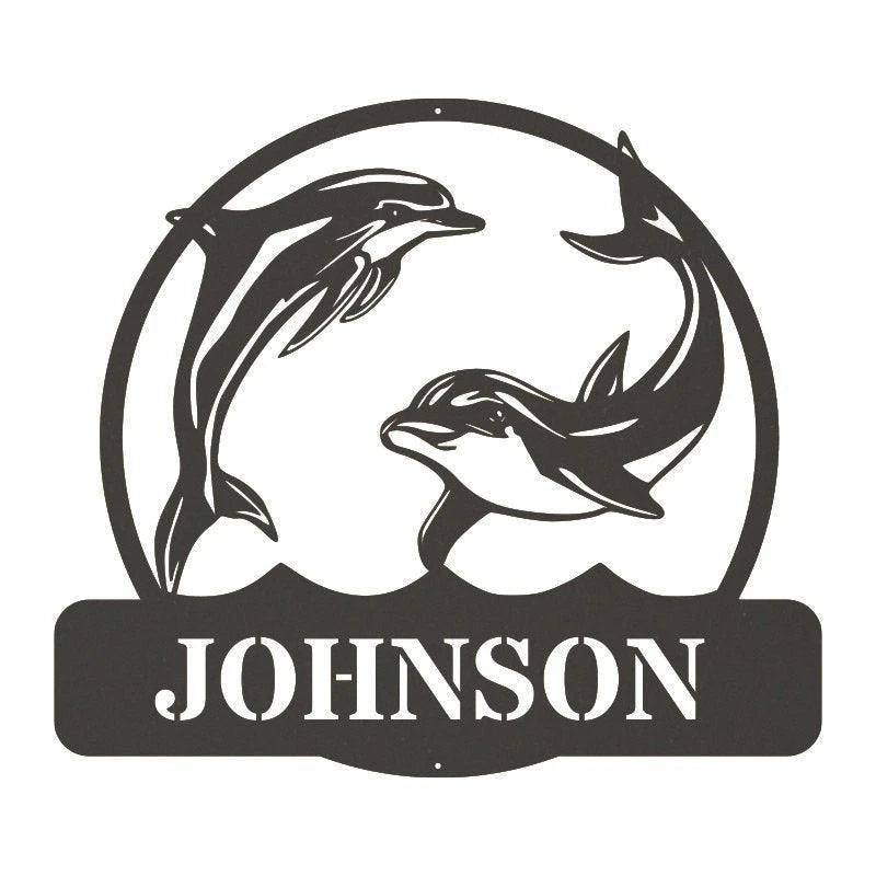 Metal Dolphin Sign Personalized Metal Monogramfamily Name Signlake House Signbeach