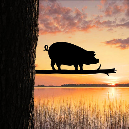 Pig Tree Stake, Farm Metal Sign, Gift For Farmer Laser Cut Metal Signs Custom Gift Ideas