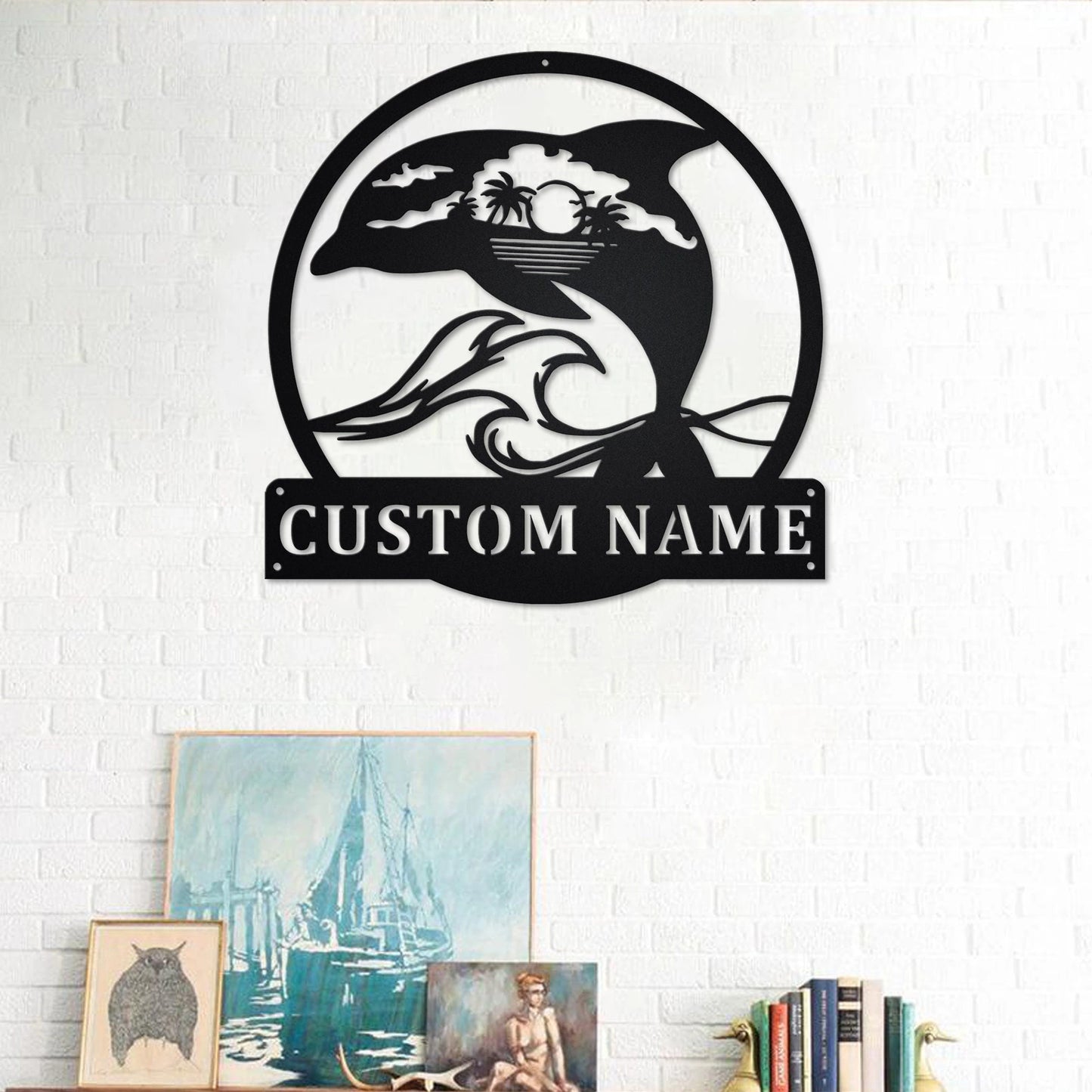 Personalized Dolphin Metal Sign, Dolphin Metal Wall Art, Dolphin Metal Wall Decor, Dolphin Lover Gift, Custom Beach Theme Dolphin, Metal Laser Cut Metal Signs Custom Gift Ideas