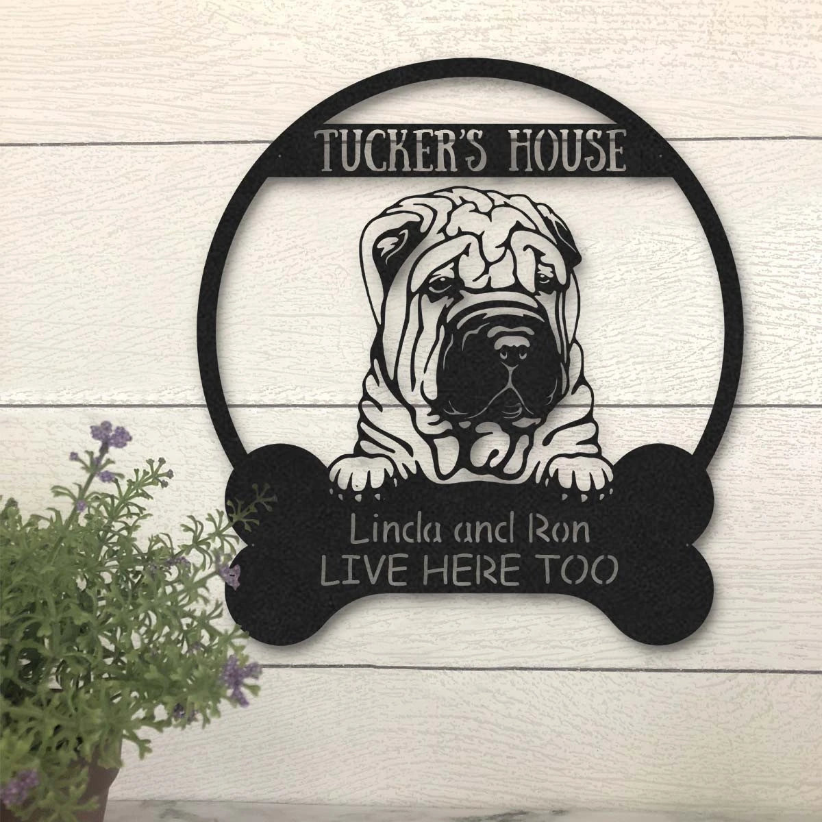 Chinese Shar Pei Dog Lovers Funny Personalized Metal House Sign Laser Cut Metal Signs Custom Gift Ideas