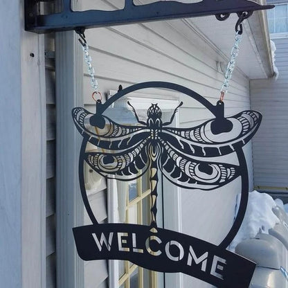 Dragonfly Monogram Cut Metal Sign Metal House Sign
