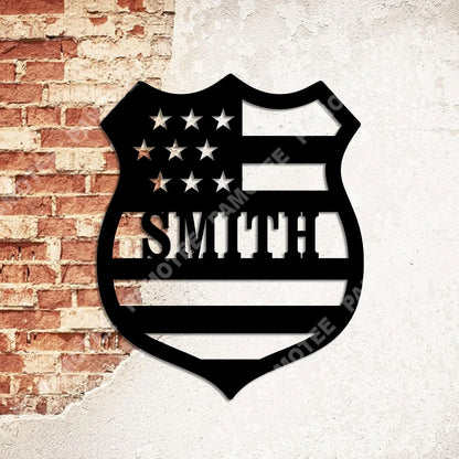 Customized Sheriff Badge American Flag Metal Art, Police Housewarming Wall Decor, Metal Laser Cut Metal Signs Custom Gift Ideas