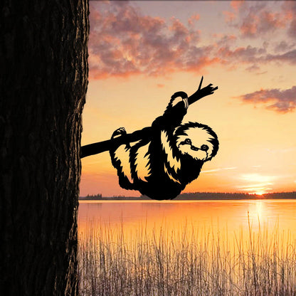 Funny Sloth Tree Stake, Outdoor Decor, Steel Sign Laser Cut Metal Signs Custom Gift Ideas