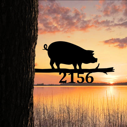 Customized Funny Pig Metal Tree Stake, Custom Ranch, Farm Laser Cut Metal Signs Custom Gift Ideas