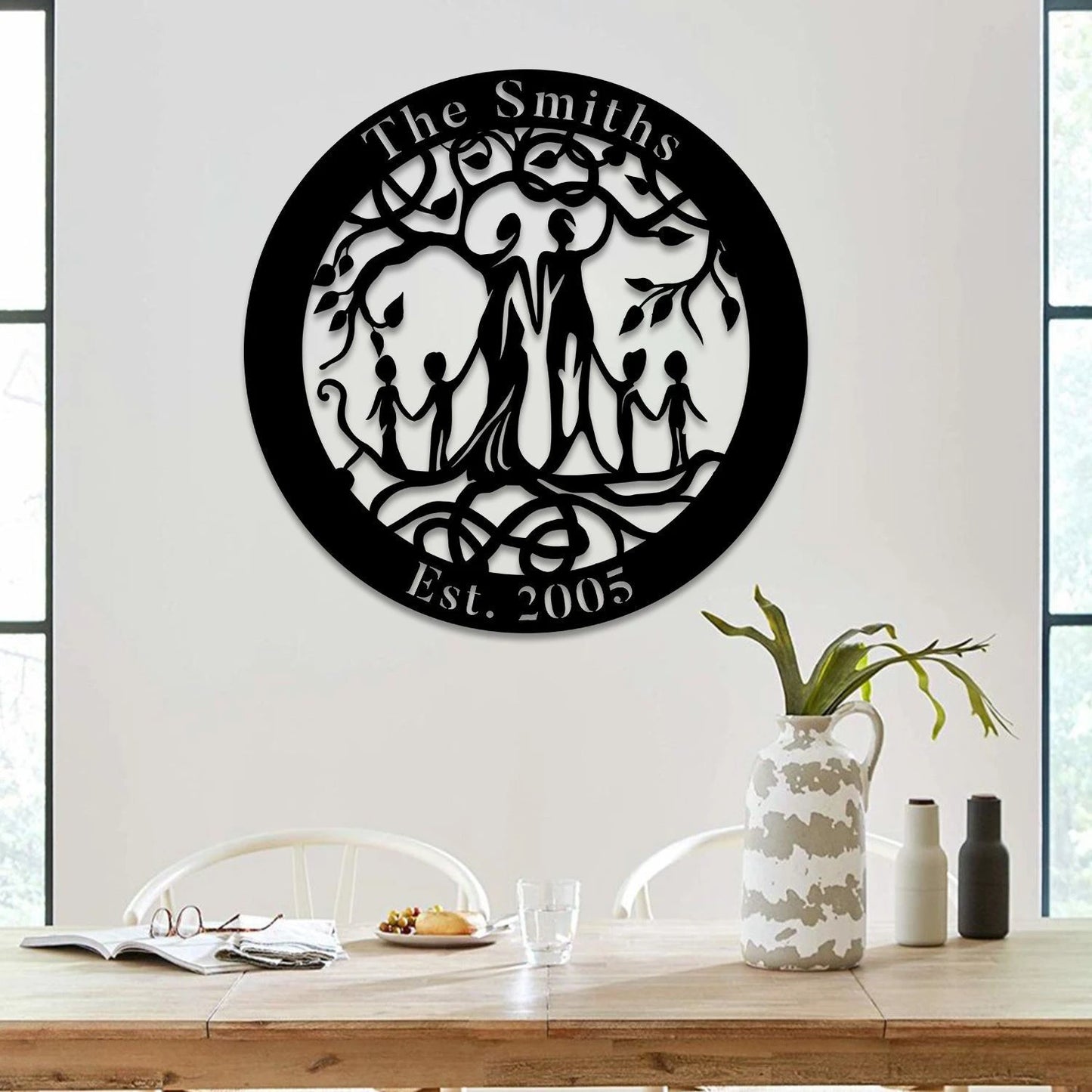 Personalized Husband, Wife And Kids Tree Of Life Metal Sign Laser Cut Metal Signs Custom Gift Ideas