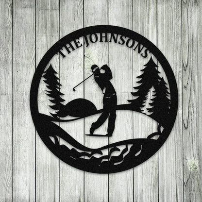 Customized Name Golfer Metal Sign, Golf Man Cave Decor Laser Cut Metal Signs Custom Gift Ideas