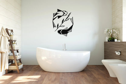 Fish Metal Wall Decor, Yin Yang Metal Wall Art, Housewarming Gift Office Home Living Room Decor, Outdoor Metal Wall Art, Metal Laser Cut Metal Signs Custom Gift Ideas