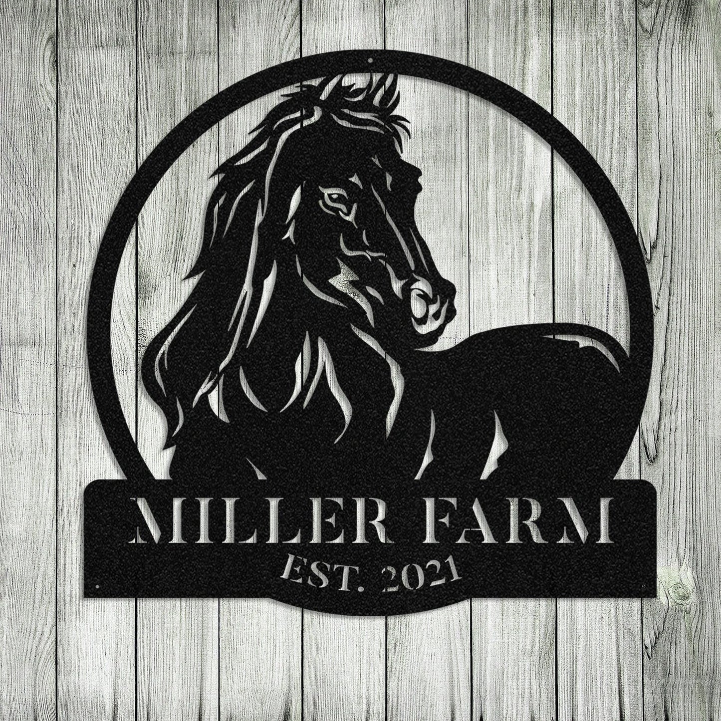 Personalized Metal Farm Sign Horse Monogram Laser Cut Metal Signs Custom Gift Ideas