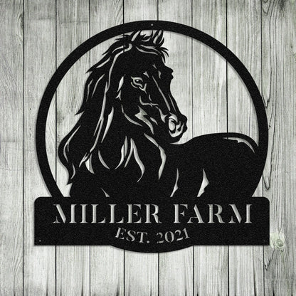 Personalized Metal Farm Sign Horse Monogram Laser Cut Metal Signs Custom Gift Ideas