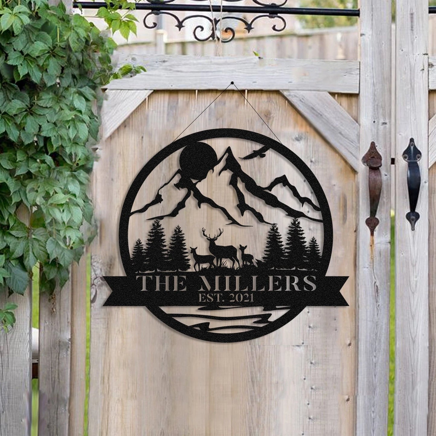 Personalized Family Name Date Deer Doe Fawn Hunting Hunter Metal Sign Monogram, Custom Outdoor Cabin, Wall Decor, Art Gift, Metal Laser Cut Metal Signs Custom Gift Ideas