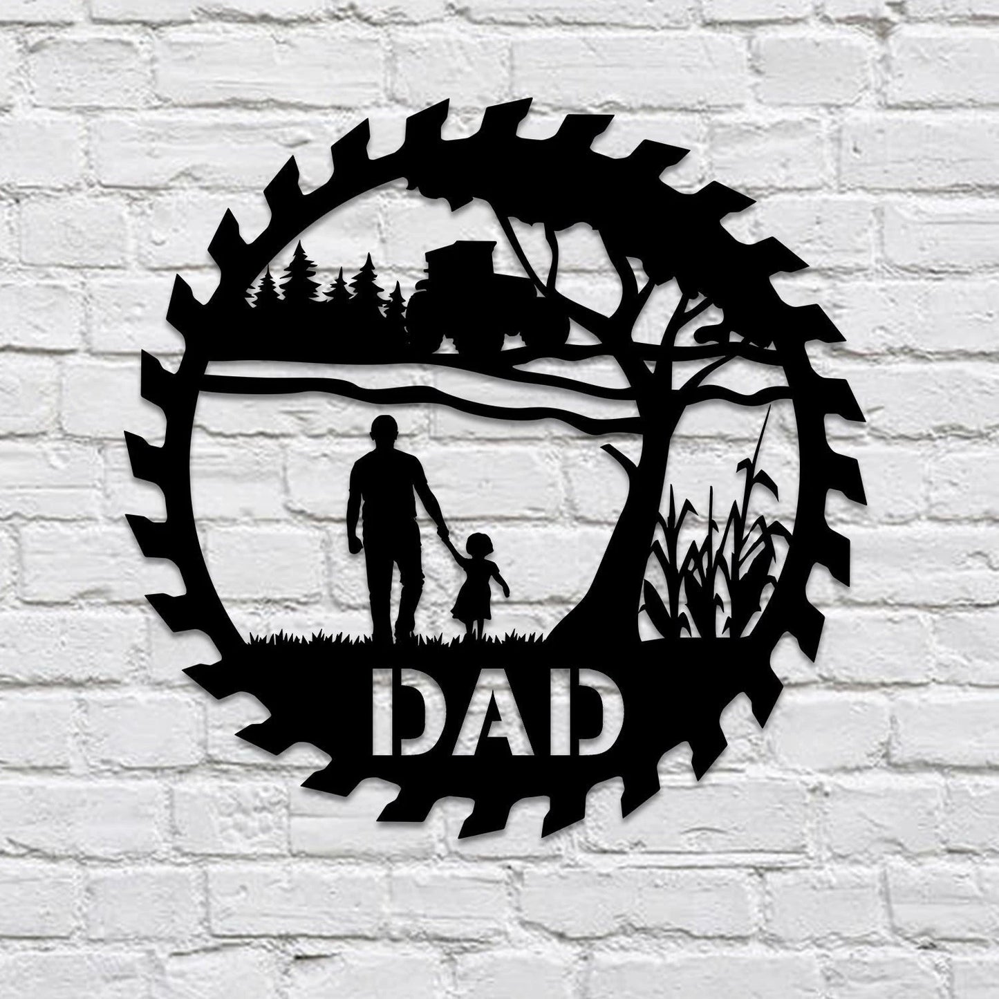 Custom Farmer Dad And Little Daughter Metal Sign, Father's Day Gift Laser Cut Metal Signs Custom Gift Ideas