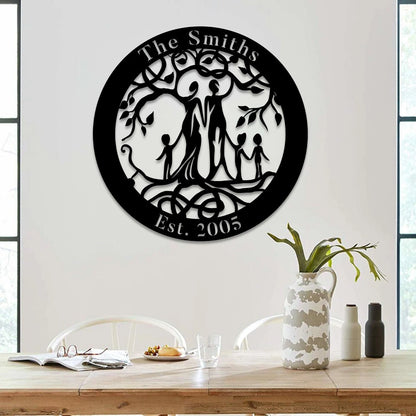 Customized Name And Date Five Members Family Tree Of Life Metal Art Laser Cut Metal Signs Custom Gift Ideas