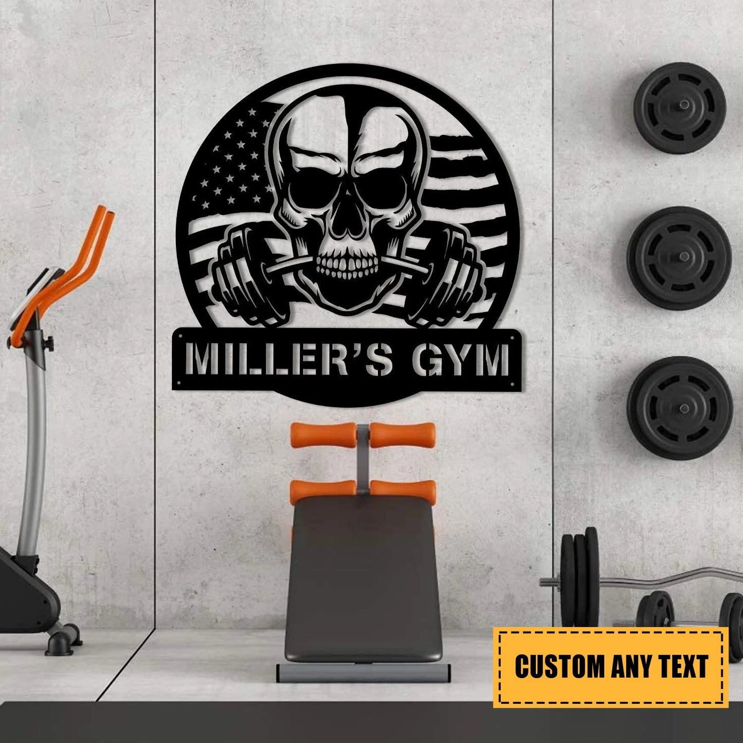 Personalized Skull Metal Gym Sign, Fitness Center, Cross Fit Club, Metal Laser Cut Metal Signs Custom Gift Ideas