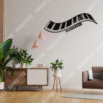 Custom Name Piano Keys Metal Art, Wall Art Gift For Pianist, Metal Laser Cut Metal Signs Custom Gift Ideas