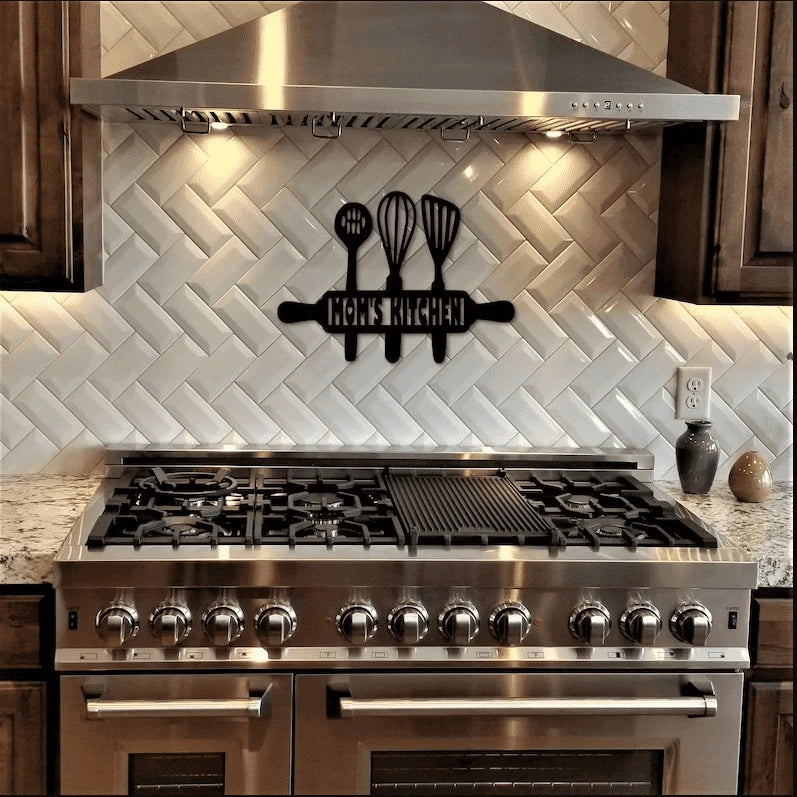 Kitchen rolling pin personalized name Metal House Sign Laser Cut Metal Signs Custom Gift Ideas