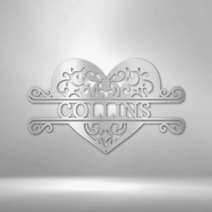 Personalized Fancy Heart Monogram Steel Art Wall Decor Metal Name Sign Laser Cut Metal Signs Custom Gift Ideas