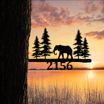 Personalized Address Elephant Metal Tree Stake, Tree Metal Sign Laser Cut Metal Signs Custom Gift Ideas