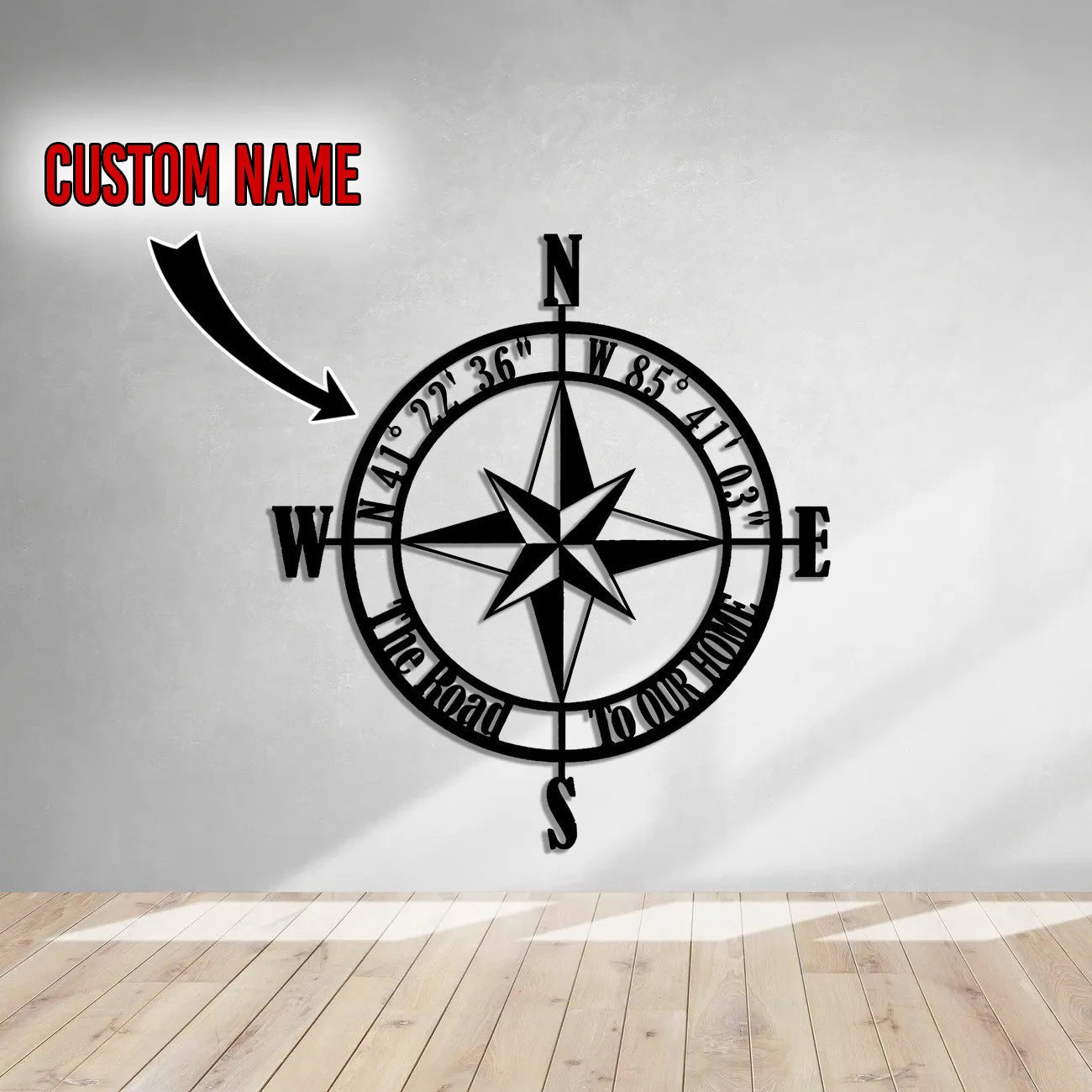 Nautical Compass Rose Compass Rose Personalized Coordinates Sign Custom Metal Wall Sign Wall Decor Housewarming Gift