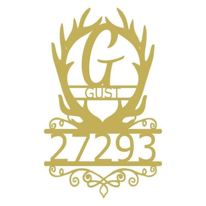 Address Antler Monogram Customized Metal Signs Custom Metal Sign Custom Signs Metal Sign
