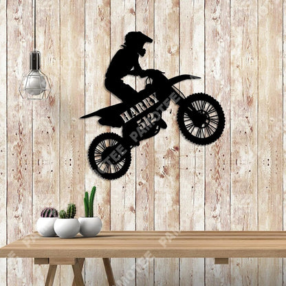 Personalized Name And Number Biking Man Metal Art, Steel Wall Hanging For Bikers, Metal Laser Cut Metal Signs Custom Gift Ideas