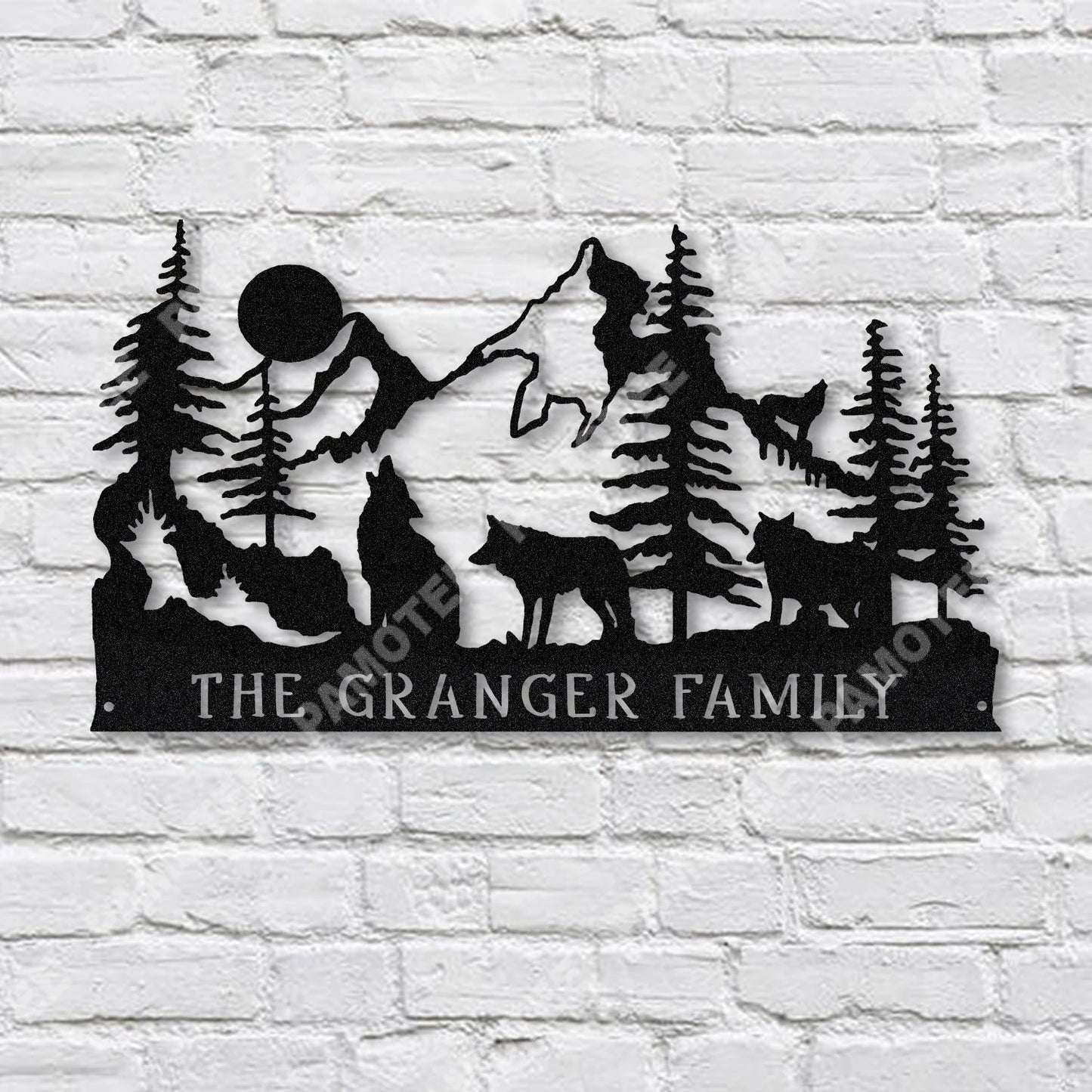 Personalized Howling Wolf And Mountain Forrest Metal Sign, Cabin Decor, Metal Laser Cut Metal Signs Custom Gift Ideas