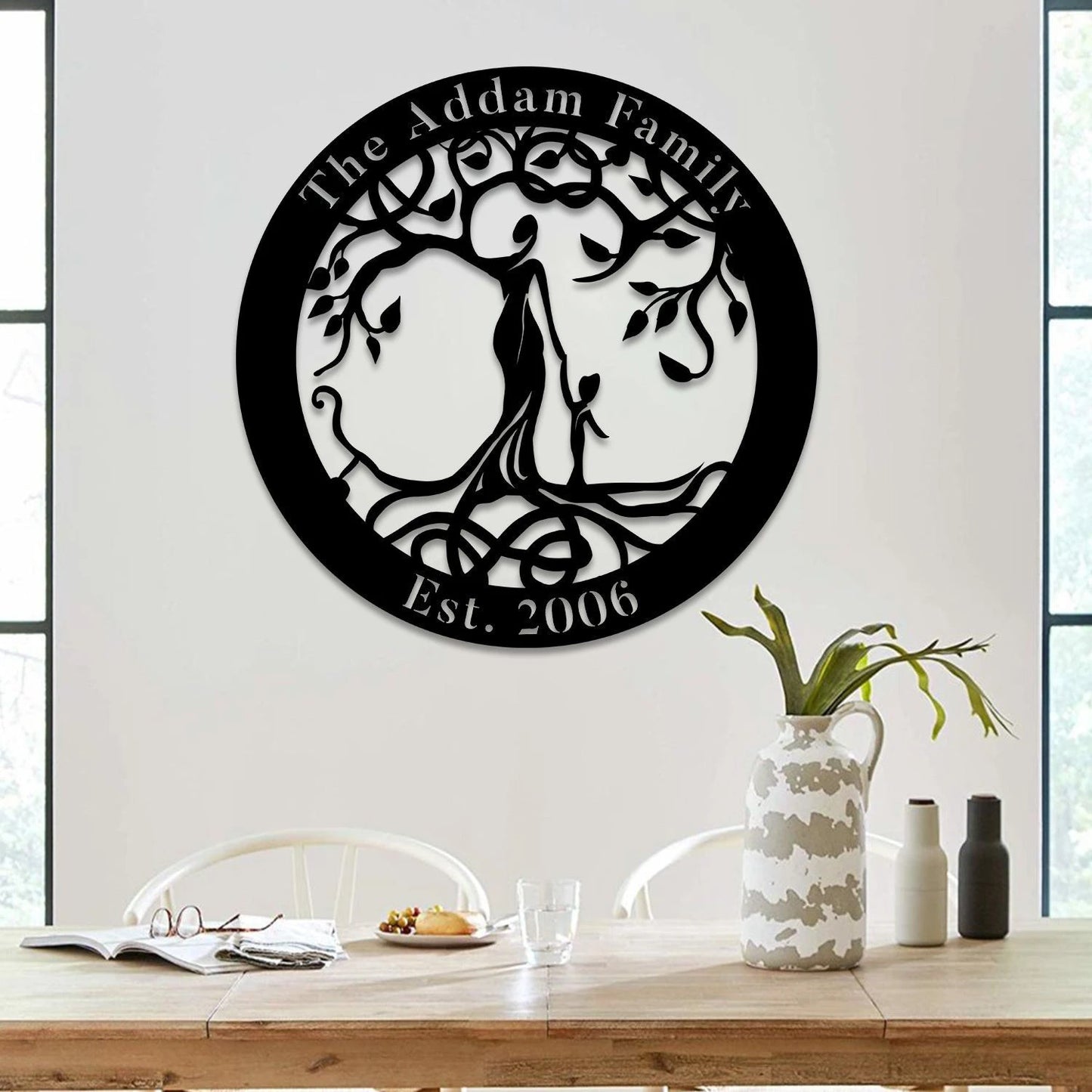 Customized Family Name And Est Date Tree Of Life Metal Art, Mother Nature Art Laser Cut Metal Signs Custom Gift Ideas